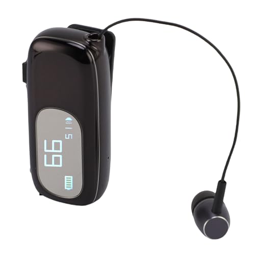 Einziehbarer Drahtloser Kopfhörer, Clip auf Ohrhörer Bluetooth -Headset Kompatibel mit Intelligenten Handys und Fahren des Hörphone für Fahrersportgeschäfte (Elektroplattiert helles Schwarz) von banapoy