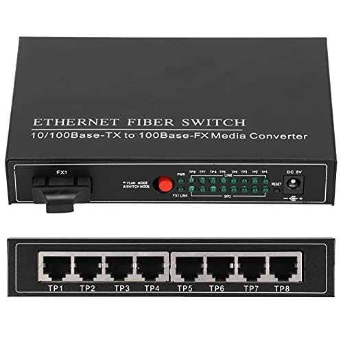 Fast Ethernet Desktop Fiber Switch, 8 Ports Ethernet Unmanaged Switch, 100 Mbit/s Heimnetzwerk Hub, Büro Ethernet Splitter, Computernetzwerk Switches, Plug and Play(EU) von banapoy