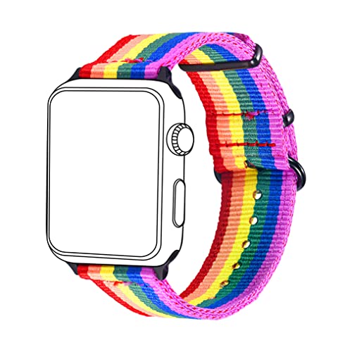 Bandmax Armband kompatibel für Apple Watch 38mm/40mm, LGBT Regenbogen Nylon Gewebe Ersatzarmband Gay Pride Uhrenarmband mit schwarzer Gürtelschnalle für Apple Watch Sport Series 6/5/4/3/2/1/SE von bandmax