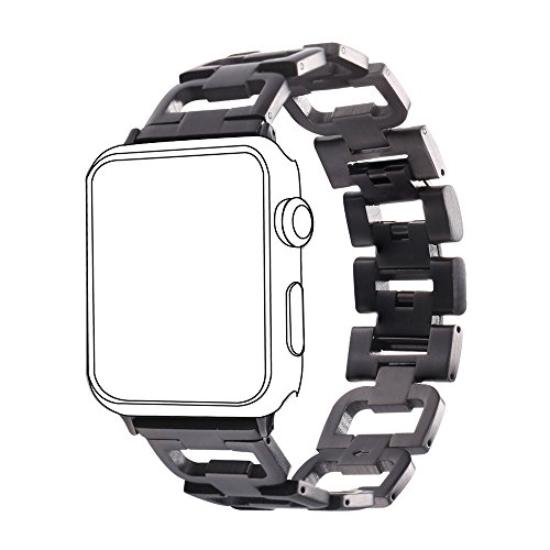 Bandmax Armband kompatibel mit Apple Watch 42mm/44mm Schwarz D-Link Gliederarmband Ersatzarmband Wrist Armband Uhrenarmband für Apple Watch iWatch Series 6 Series 5 Series 4 Series 3/2/1 von bandmax