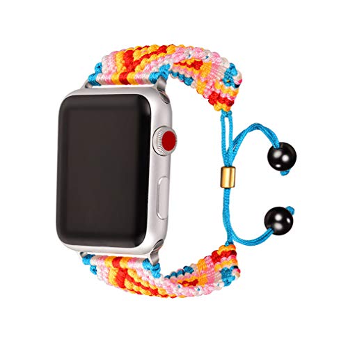 Bandmax Böhmische Surferarmband kompatibel mit Apple Watch Series 6/5/4/3/2/1 42mm 44mm Handgefertigt geflochten Nylon Ersatzarmband Rot&Gelb Uhrenarmband Watchband für Männer Frauen von bandmax