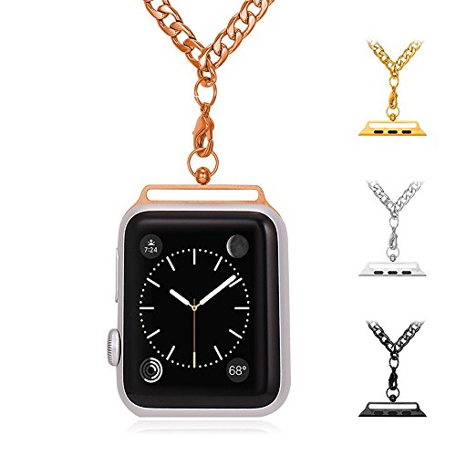 bandmax Watch Band Ersatz Band Halskette Rotgold Vergoldet Edelstahl Panzerkette Halteband für Apple Watch Series 2/Series 1 42MM(Rotgold) von Bandmax