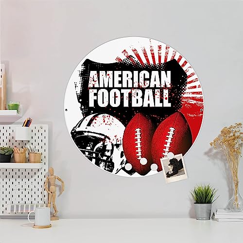 banjado® Design Magnettafel rund Größe Ø 47cm mit Motiv American Football - magnetische Pinnwand/Magnettafel aus Metall/Memoboard für Küche, Büro & Kinderzimmer mit Magneten & Montageset von banjado