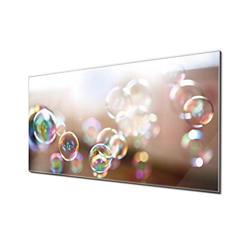 banjado® Glas Magnettafel mit 4 Magneten - Magnetwand 110x55cm mit Motiv Seifenblasen - Memoboard/Pinnwand magnetisch, beschreibbar, perfekt für die Küche - Magnetboard auch als Wandbild/Wandtafel von banjado