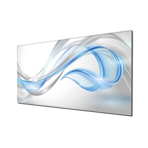banjado® Glas Magnettafel mit 4 Magneten - Magnetwand 120x60cm mit Motiv Blauer Schleier - Memoboard/Pinnwand magnetisch, beschreibbar, perfekt für die Küche - Magnetboard auch als Wandbild/Wandtafel von banjado