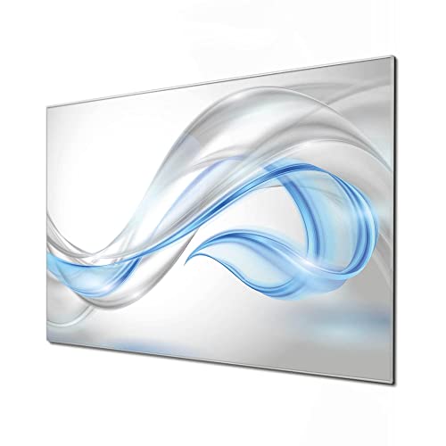 banjado® Glas Magnettafel mit 4 Magneten - Magnetwand 120x80cm mit Motiv Blauer Schleier - Memoboard/Pinnwand magnetisch, beschreibbar, perfekt für die Küche - Magnetboard auch als Wandbild/Wandtafel von banjado