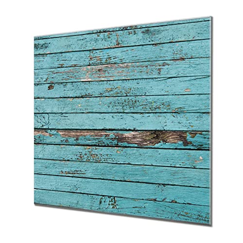 banjado® Glas Magnettafel mit 4 Magneten - Magnetwand 40x40cm mit Motiv Blaue Holzlatten - Memoboard/Pinnwand magnetisch, beschreibbar, perfekt für die Küche - Magnetboard auch als Wandbild/Wandtafel von banjado
