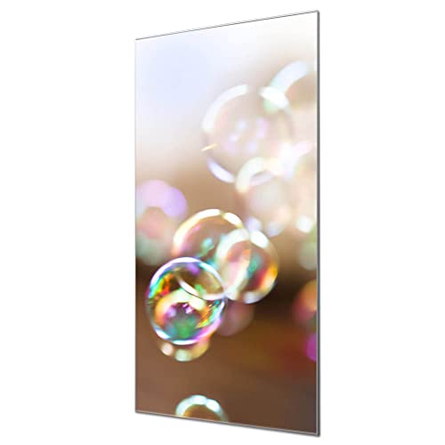 banjado® Glas Magnettafel mit 4 Magneten - Magnetwand 55x110cm mit Motiv Seifenblasen - Memoboard/Pinnwand magnetisch, beschreibbar, perfekt für die Küche - Magnetboard auch als Wandbild/Wandtafel von banjado