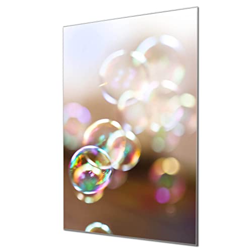banjado® Glas Magnettafel mit 4 Magneten - Magnetwand 60x90cm mit Motiv Seifenblasen - Memoboard/Pinnwand magnetisch, beschreibbar, perfekt für die Küche - Magnetboard auch als Wandbild/Wandtafel von banjado