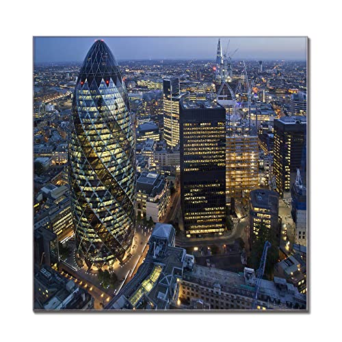 banjado® Glas Magnettafel mit 4 Magneten - Magnetwand 90x60cm mit Motiv City Of London - Memoboard/Pinnwand magnetisch, beschreibbar, perfekt für die Küche - Magnetboard auch als Wandbild/Wandtafel von banjado