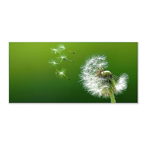 banjado® Magnettafel 78 x 37cm / Magnetwand aus Metall/Magnetpinnwand als Memoboard/Pinnwand Magnettafel Küche, Büro, Kinderzimmer inkl. 4 Magnete & Montageset - Pusteblume von banjado