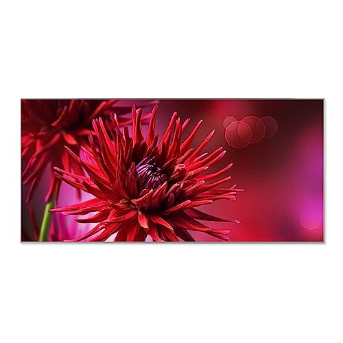 banjado® Magnettafel 78 x 37cm / Magnetwand aus Metall/Magnetpinnwand als Memoboard/Pinnwand Magnettafel Küche, Büro, Kinderzimmer inkl. 4 Magnete & Montageset - Rote Dahlien von banjado