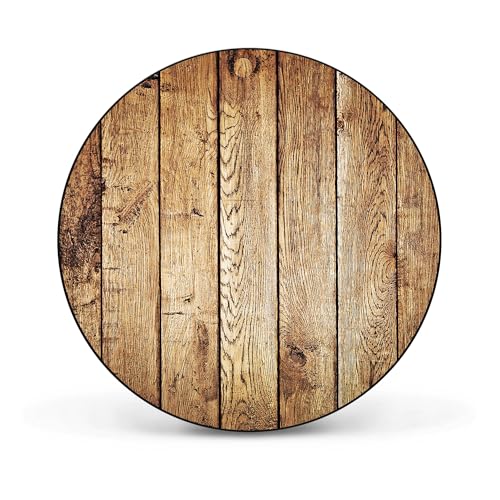 banjado® Magnettafel Ø 47cm schwarz/Magnetwand aus Metall/Magnetpinnwand als Memoboard Pinnwand Magnettafel Küche, Büro, Kinderzimmer inkl. 4 Magnete & Montageset - Motiv Geöltes Holz von banjado