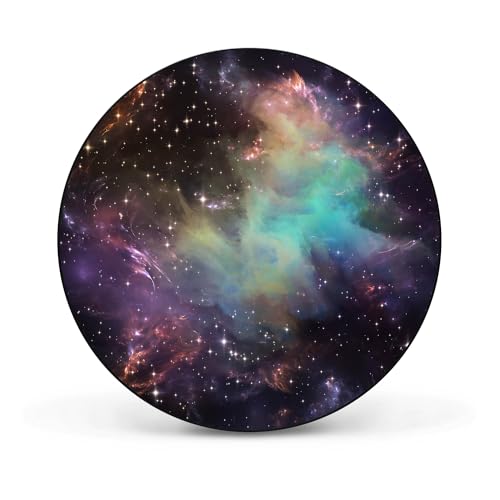 banjado® Magnettafel Ø 47cm schwarz/Magnetwand aus Metall/Magnetpinnwand als Memoboard Pinnwand Magnettafel Küche, Büro, Kinderzimmer inkl. 4 Magnete & Montageset - Motiv Im Weltall 2 von banjado