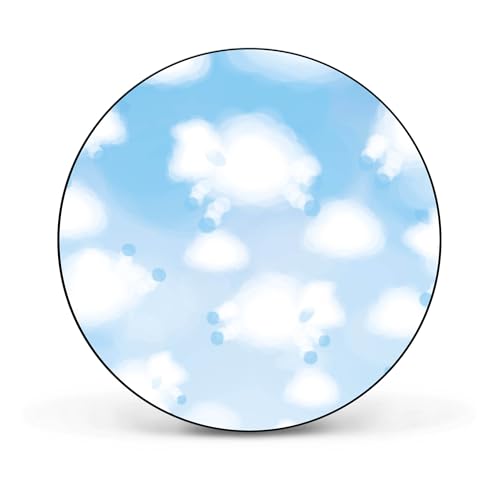 banjado® Magnettafel Ø 47cm schwarz/Magnetwand aus Metall/Magnetpinnwand als Memoboard Pinnwand Magnettafel Küche, Büro, Kinderzimmer inkl. 4 Magnete & Montageset - Motiv Schäfchenwolken von banjado