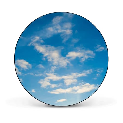 banjado® Magnettafel Ø 47cm schwarz/Magnetwand aus Metall/Magnetpinnwand als Memoboard Pinnwand Magnettafel Küche, Büro, Kinderzimmer inkl. 4 Magnete & Montageset - Motiv Wolken 11 von banjado