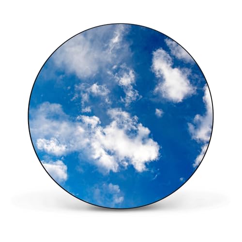 banjado® Magnettafel Ø 47cm schwarz/Magnetwand aus Metall/Magnetpinnwand als Memoboard Pinnwand Magnettafel Küche, Büro, Kinderzimmer inkl. 4 Magnete & Montageset - Motiv Wolken 2 von banjado