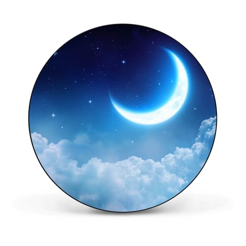 banjado® Magnettafel Ø 47cm schwarz/Magnetwand aus Metall/Magnetpinnwand als Memoboard Pinnwand Magnettafel Küche, Büro, Kinderzimmer inkl. 4 Magnete & Montageset - Motiv zunehmender Mond von banjado