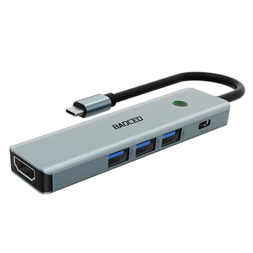 BAOCED USB C HUB HDMI Splitter, 6 in 1 USB Hub mit One-Touch Bildschirm-Aus-Taste zum Schutz der persönlichen Privatsphäre HDMI Splitter mit USB 3.0 und PD 100W für Laptop von baoced
