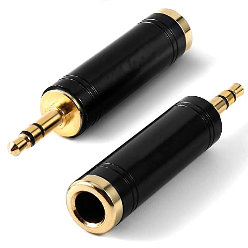 baolongking Stereo-Adapter für Kopfhörer, Verstärker-Adapter, 1/4 Zoll auf 3,5 mm Klinkenbuchse, 3,5 mm Stecker auf 6,35 mm Klinkenbuchse, Stereo-Adapter für Kopfhörer, Verstärker-Adapter, Schwarz, 2 von baolongking