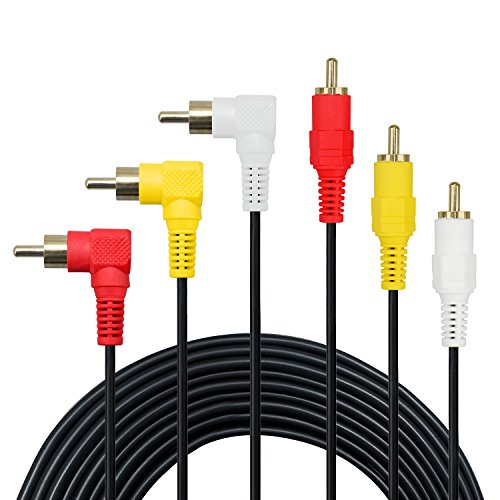baolongking 3 Cinch-Kabel – Premium vergoldet 90 Grad rechts Winkel RCA Audio/Video-Kabel, 3 Stecker auf 3 Stecker Composite Video Audio A/V AV-Kabel., 1m von baolongking