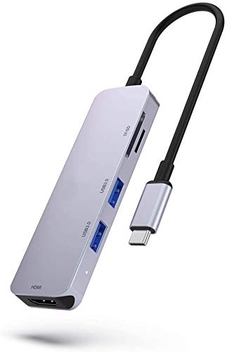 5-in-1 USB Typ C HUB mit 4K @ 60Hz HDMI, USB 3.0 Ports, SD/TF-Kartenleser, Multiport-Adapter Dongle für iPad, MacBook Air Pro und andere Typ-C Laptops (Space Gray) von baolongking