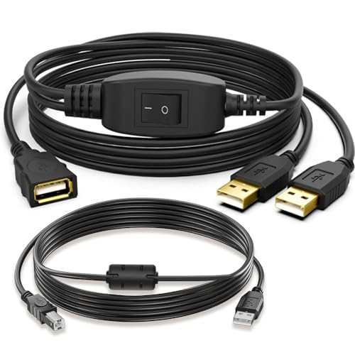 Baolongking USB-Splitterkabel, USB 2.0, 1 Buchse auf 2 Stecker, Y-Splitter, 2 Port-Hub-Adapterkabel (mit USB-Druckkabel, 1,5 m) von baolongking