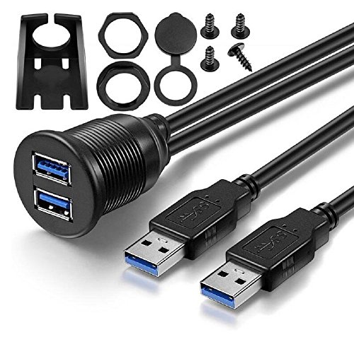 Bolongking USB Panel Flush Mount Kabel 2 Meter 1,8 m Dual USB 3.0 Verlängerung USB Mount Dash Mount Mount Panel Mount Kabel für Auto Boot Motorrad von baolongking