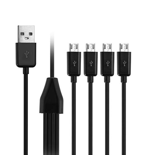 Micro USB Kabel 4 in 1 Multi Micro USB Splitter Kabel USB 2.0 Stecker auf vier Micro USB Stecker Konverter Draht zum Laden und Datensynchronisieren (schwarz) von baolongking