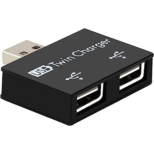 Mini Hub USB 2.0 Stecker auf 2-Port USB Twin Ladegerät Splitter Adapter Konverter Kit für Handy / Laptop (schwarz) von baolongking