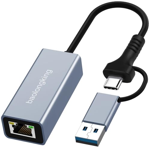 USB 3.0 auf Ethernet Adapter mit USB C auf RJ45 Gigabit LAN 1000 Mbps kabelgebundenes Netzwerk, Ethernet auf USB Type-C 10/100/1000Mbps Netzwerkadapter für Windows XP, Mac OS, Linux, VISTA 7 8 10 11 von baolongking