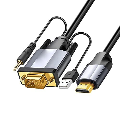VGA auf HDMI Adapterkabel mit Audio, konvertiert VGA Quelle (PC) in HDMI Anschluss (TV/Monitor) 1080P, aktiver Stecker VGA auf HDMI Out Kabel Video Adattatore Kabel für Computer, Projektor (10 m) von baolongking