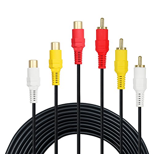 Cinch-Verlängerungskabel – Premiumkabel, vergoldete Anschlüsse, 3 x Cinch-Stecker auf 3 x Cinch-Buchsen, Audio/Video-Verlängerungskabel (1.8m) von baolongking