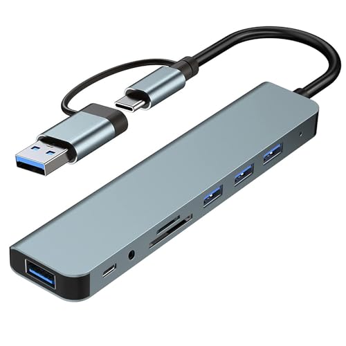 baolongking USB-C-Adapter, 8-in-1, USB-C-Hub mit 4USB-A, USB-C-Datenanschlüsse, SD/TF-Kartenleser, 3,5-mm-Kopfhöreranschluss, USB-C-Hub-Multiport-Adapter für Smartphones, Laptops, iPad Pro, und mehr von baolongking