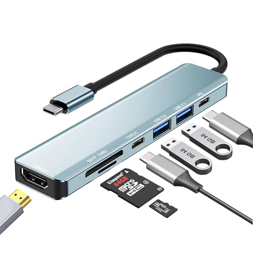 baolongking USB C Hub 7 in 1 USB C Multiport Adapter mit 100W PD 4K HDMI USB-C & 2 USB-A Datenanschlüsse SD & TF Karten USB Typ C Hub MacBook Air/Pro iPad Pro Dell XPS HP Samsung Chromebook Huawei von baolongking