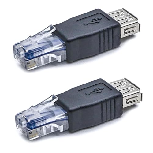 baolongking USB-auf-Ethernet-Adapter, USB-auf-RJ45-Adapter, 4er-Pack USB 2.0-Buchse auf Lan RJ45 8P8C-Stecker Crystal Ethernet 10 MB/100 MB Netzwerkadapter von baolongking