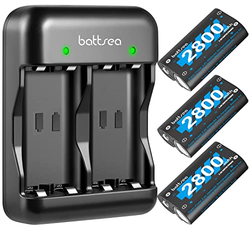 Battsea 3 x 2800mAh Wiederaufladbarer Akku für Xbox One/Series Controller mit Schnellladestation Kompatibel mit Xbox One/One S/One X/Series S Zubehör Xbox Controller Rechargeable Battery Pack Kit von battsea