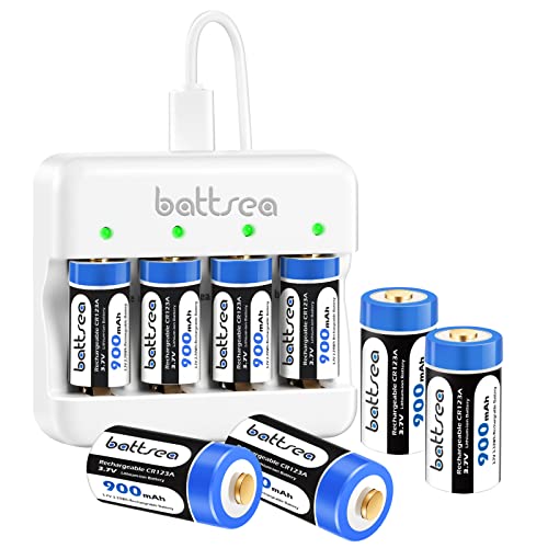 Battsea 900mAh 123A wiederaufladbare Lithium Batterie 8 Satz mit schnellem Ladegerät 123 für Arlo Kamera VMC3030 VMK3200 VMS3330 VMS3330 VMS3330 Taschenlampen Mikrofon Rauchmelder von battsea