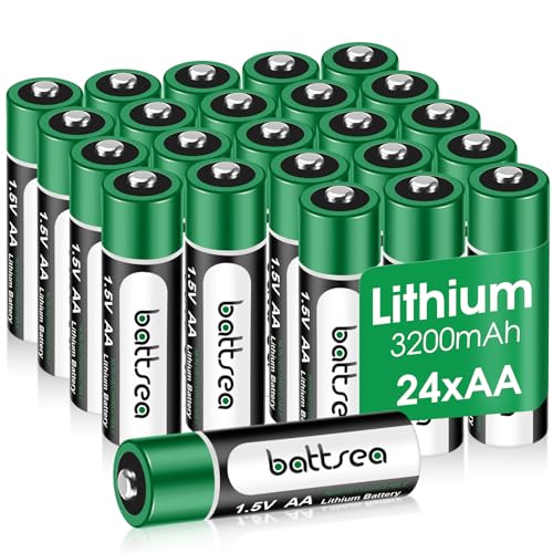 Battsea AA Lithium-Batterie 24-Pack, 3200mAh 4.8Wh 1.5V Doppelt Eine Lange lasende Nicht wiederaufladbare Batterie für Taschenlampe Elektrische Spielzeug Fernbedienung Blink Überwachungskamera-System von battsea