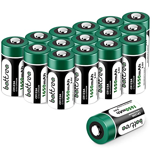 Battsea Lithium-Akku CR123A 3V 1650mAh 16 Pack CR17345 / CR123 / 123A / 123 Foto PTC Batterien geschützt mit 10 Jahren Lebensdauer für Kameras Taschenlampen Alarmsensoren (16) von battsea