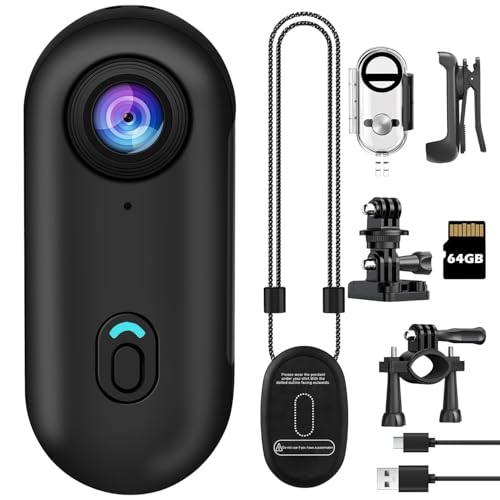 bayehngs 64 GB Mini-Daumen-Action-Kamera, tragbare Vlogging-Kamera, freihändiger POV-Camcorder für Radfahren, Tauchen, Reisen und Outdoor-Abenteuer von bayehngs