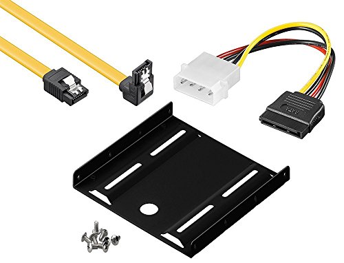 baytronic Einbauset Einbaurahmen für 2,5" Festplatten/SSD's auf 3,5" Adapter Mounting Frame Halterung Schienen inkl. 30cm SATA Kabel gewinkelt + 4Pin Sata Adapter von baytronic