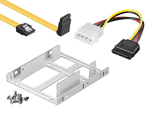 baytronic Einbauset doppelter Einbaurahmen für 2X 2,5" Festplatten/SSD's auf 3,5" Adapter Mounting Frame Halterung Schienen inkl. 30cm SATA Kabel gewinkelt gedreht + 4Pin Sata Adapter von baytronic