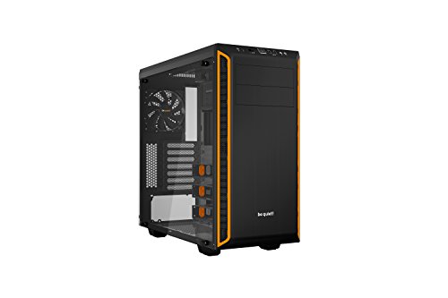 be quiet! Pure Base 600 Window Orange PC-Gehäuse, 2X Pure Wings 2 Lüfter, Radiatoren bis 360mm, 3-stufige Lüftersteuerung, Seitenfenster aus Temperglas, BGW20 von be quiet!