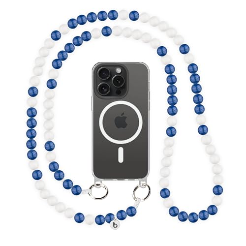 beadstars Perlen Handykette Universal zum Umhängen inkl. Patch und Geschenkbox, handgefertigt in Deutschland, bunte Holzperlen, kompatibel mit iPhone, Samsung (Marina, 140cm) von beadstars