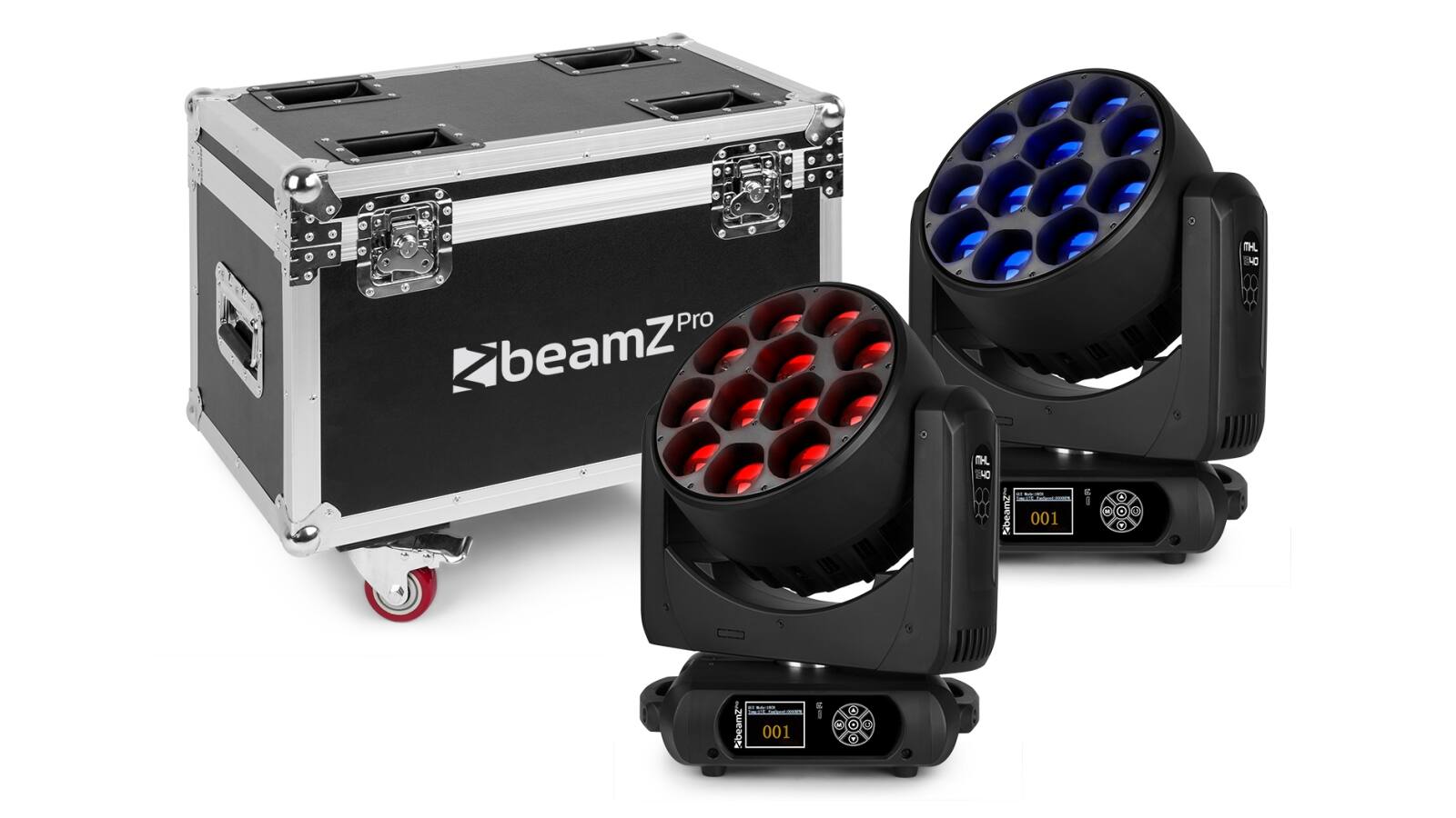 beamZ Pro MHL1240 LED Wash Moving Head with Zoom 2pcs in Flightcase von beamZ Pro
