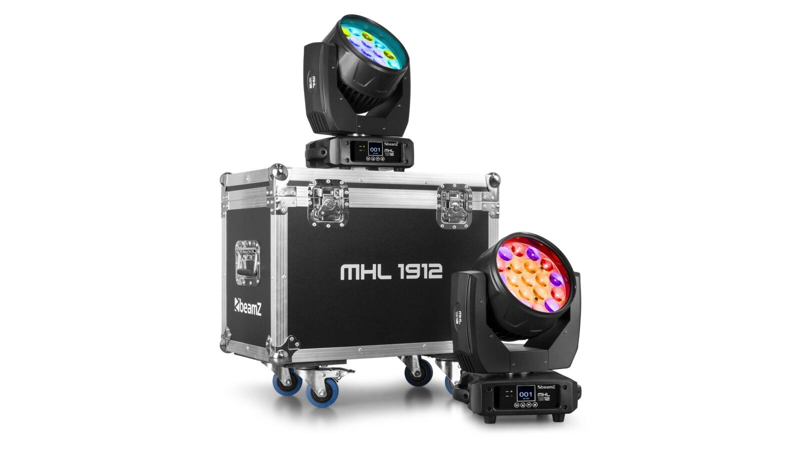 beamZ MHL1912 LED Wash Moving Head with Zoom 2pcs in Flightcase von beamZ