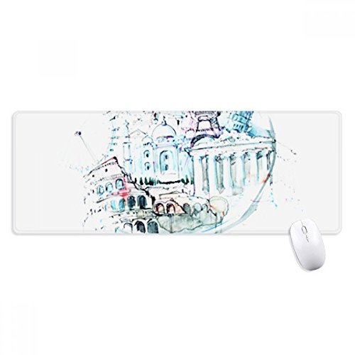 beatChong Globe London Eye Eiffelturm Aquarell Griffige Mousepad Große Erweiterte Spiel Büro titched Kanten Computer-Mat Geschenk von beatChong