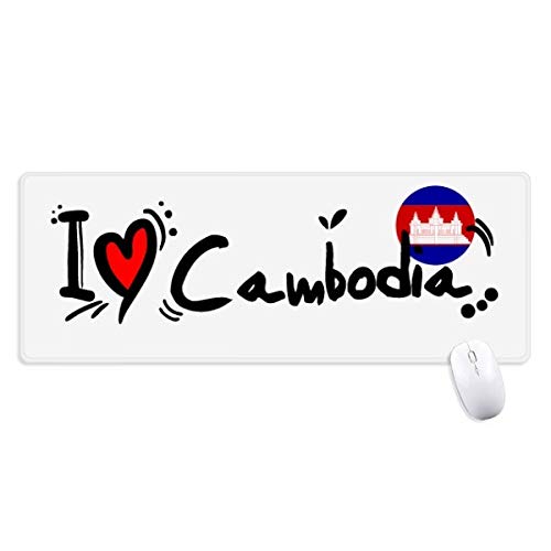 beatChong Ich Liebe Kambodscha Wort Flagge Liebes-Herz-Illustration Griffige Mousepad Große Erweiterte Spiel Büro titched Kanten Computer-Mat Geschenk von beatChong