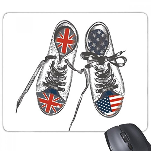 beatChong Leinwand-Schuhe US-U.K. Flagge Muster Anti-Rutsch-Gummi Mousepad Spiel Büro Mauspad Geschenk von beatChong